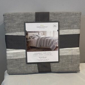 Threshold Chambray Yarn-Dyed Duvet Cover Set - Gray